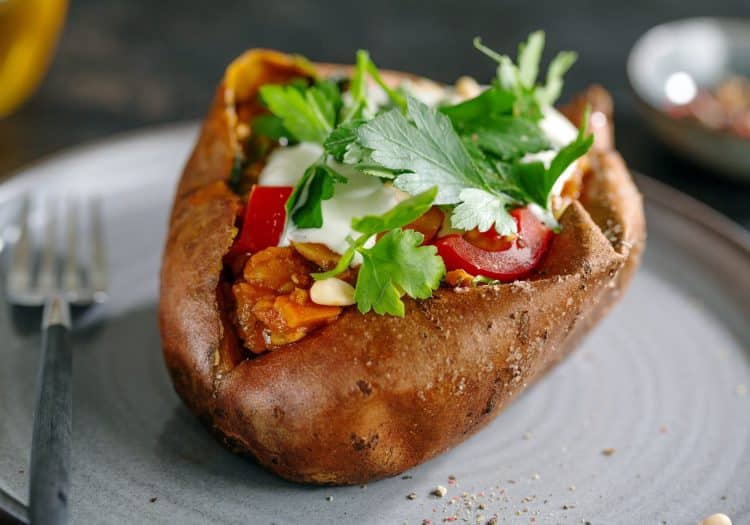 Baked Sweet Potato Beans And Avocado